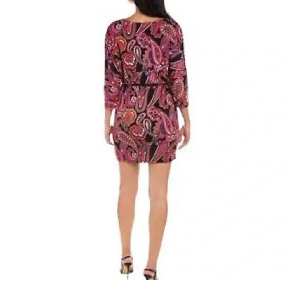Trina By Trina Turk Paisley Jersey Dress Small Lined Mini Business Career Party - Picture 2 of 9